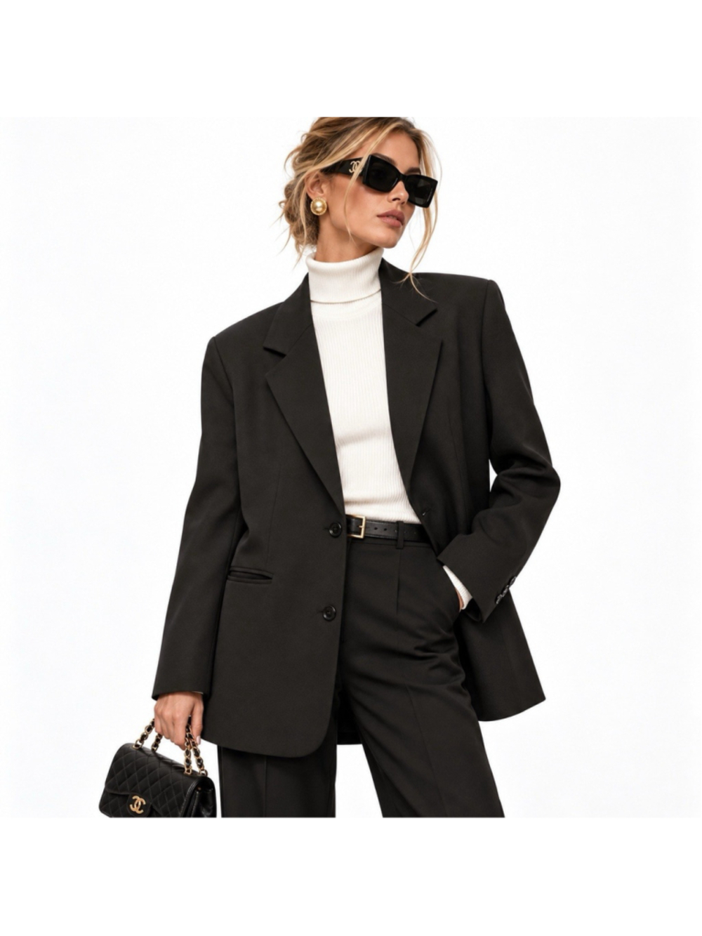 Walter Baker Oversized Black Minimalist Blazer L